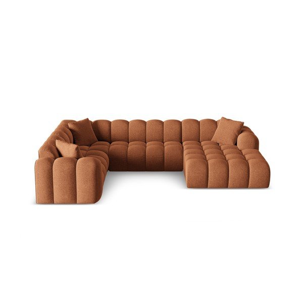 Terakotas oranžs stūra dīvāns no šenila auduma (ar kreiso stūri/U veida) Treno – Cosmopolitan Design