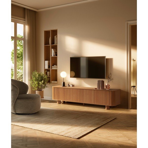 Dabīga toņa TV galdiņš ar ozolkoka imitāciju 180x50,5x40 cm Padoc – MOME-image-1