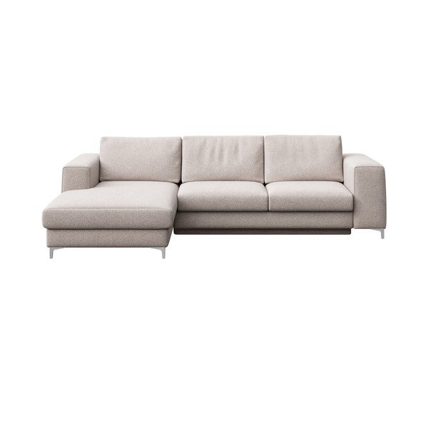 Gaiši pelēks salokāms stūra dīvāns ar uzglabāšanas vietu no buklē auduma (ar kreiso stūri/ar zvilni) Rene – Rodier