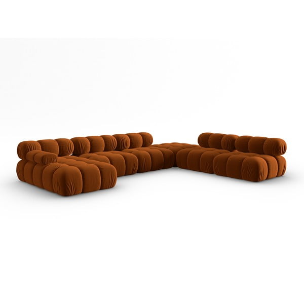 Oranžs samta dīvāns 379 cm Bellis – Micadoni Home-image-3