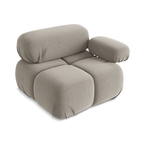 Bēša samta modulārā dīvāna daļa (ar labo stūri) Lokua – Makamii-image-3