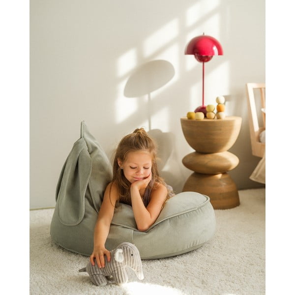 Piparmētru zaļš samta bērnu sēžammaiss Bunny – Wigiwama-image-3
