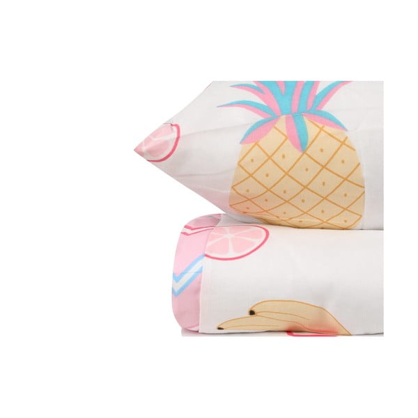 Balta/rozā vienguļamā bērnu gultas veļa 140x200 cm Kokteyl – Mijolnir-image-2