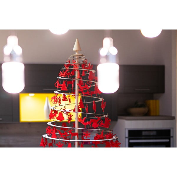 10 sarkana filca Ziemassvētku rotājumu komplekts Spira Medium-image-3