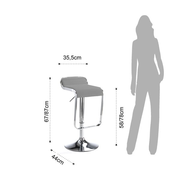 Pelēka polsterēta bāra taburete ar regulējamu augstumu (sēdekļa augstums 58 cm) Snappy – Tomasucci-image-4