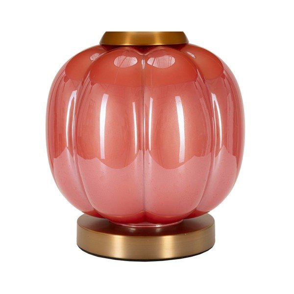 Sarkana/zila stikla galda lampa ar auduma abažūru (augstums 50 cm) Helene – Mauro Ferretti-image-2