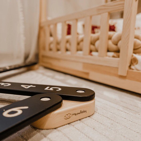 Melna priedes masīvkoka sensorā trase 10x408x5 cm Montessori – Meowbaby-image-1