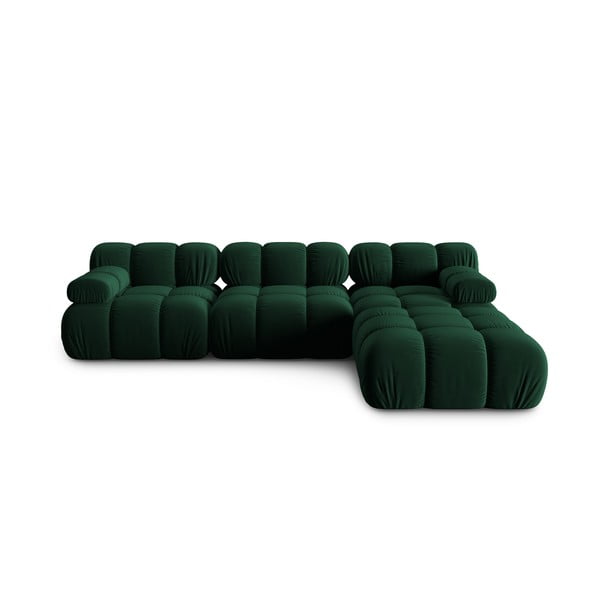 Zaļš samta stūra dīvāns Bellis – Micadoni Home