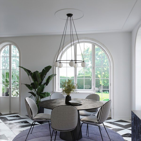 Balta/melna piekaramā lampa ar stikla abažūru Umerta – Sollux-image-4