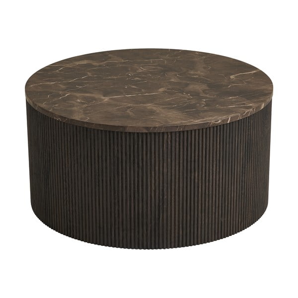 Tumši brūns apaļš žurnālgaldiņš ar marmora imitācijas galda virsmu ø 80 cm Rota – House Nordic