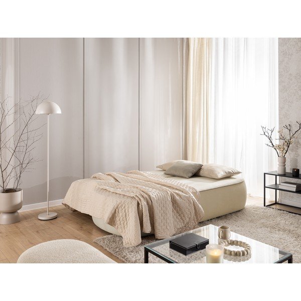Bēšs/pelēkbrūns samta salokāms/ar uzglabāšanas vietu dīvāns 210 cm Saga – Ropez-image-4