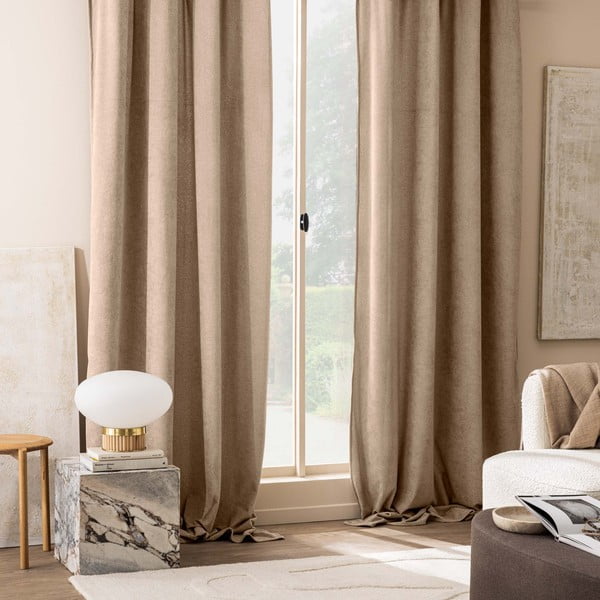 Gaiši brūns buklē aizkars 140x260 cm Winona – douceur d'intérieur-image-1