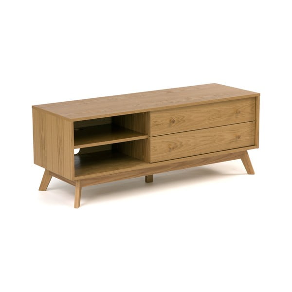 Dabīga toņa TV galdiņš ar ozolkoka imitāciju 130x50 cm Kensal – Woodman-image-2