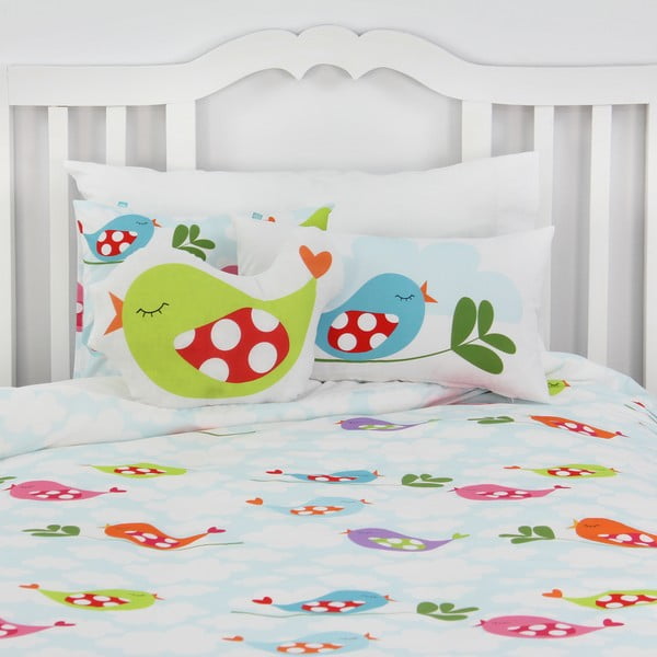 Bērnu kokvilnas sega un spilvens Mr. Fox Little Birds, 140 x 200 cm-image-3