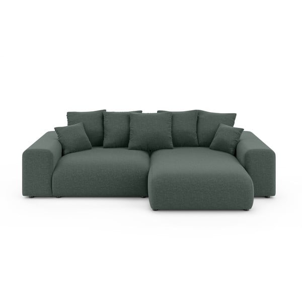 Tumši zaļš salokāms stūra dīvāns ar uzglabāšanas vietu (ar maināmu stūri) Luma – Ropez