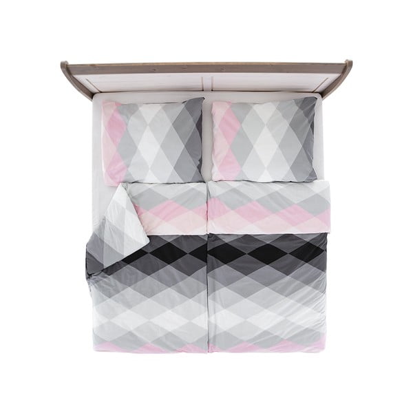 Rozā/pelēka vienvietīga gultas veļa no krepa auduma 140x200 cm Top Class – B.E.S.-image-1