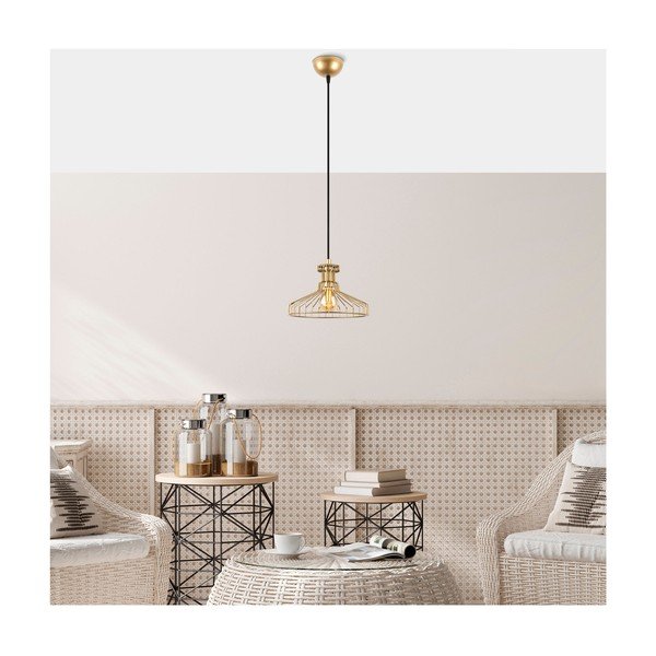 Zelta krāsas piekaramā lampa ar metāla abažūru ø 23 cm Events – Opviq lights-image-1