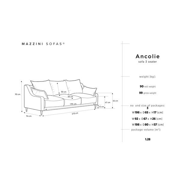 Bēšs dīvāns ar krātuvi Mazzini Sofas Ancolie, 215 cm-image-1