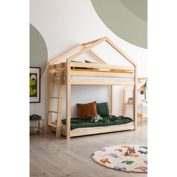 Dabīga toņa divstāvu gulta no priedes 90x190 cm – Adeko-image-1