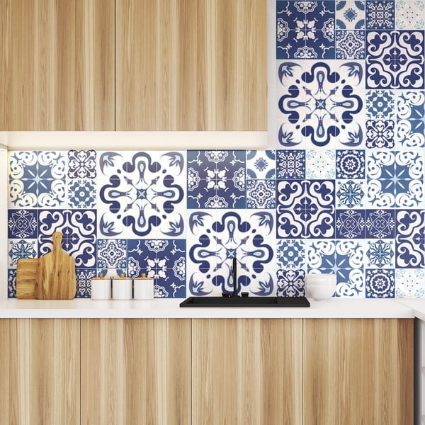 24 Ambiance Azulejos Polka uzlīmju komplekts, 90 x 75 cm