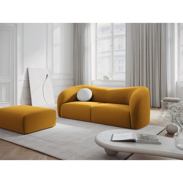 Sinepju dzeltens samta dīvāns 197 cm Santi – Interieurs 86-image-1