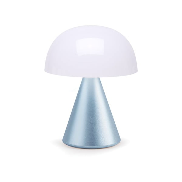Balta/gaiši zila LED galda lampa (augstums 17 cm) Mina L – Lexon