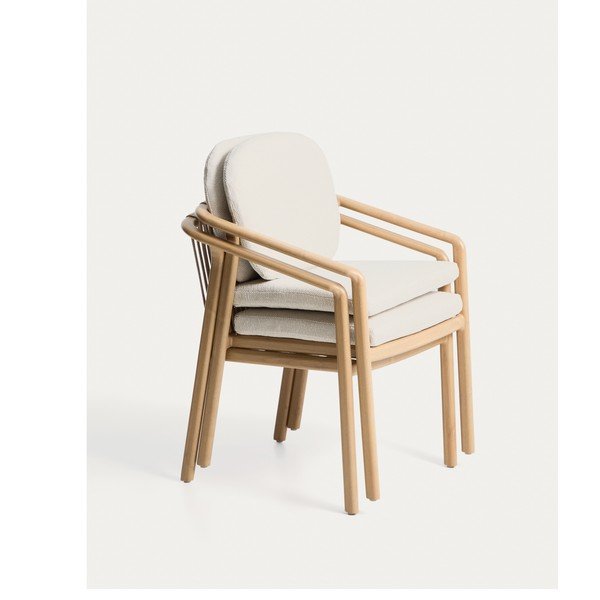 Krēmkrāsas/dabīga toņa polsterēts dārza krēsls Sirte – Kave Home-image-4