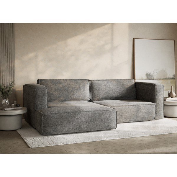 Pelēks salokāms stūra dīvāns no šenila auduma ar uzglabāšanas vietu (ar kreiso stūri/ar zvilni) Velto – Maison de Rêve-image-4