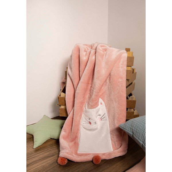 Rozā kokvilnas bērnu sega 75x120 cm Kitty – Mijolnir-image-2
