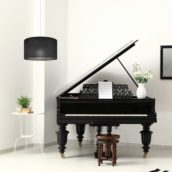 Melna piekaramā lampa ar auduma abažūru ø 35 cm Vivian – LAMKUR-image-2