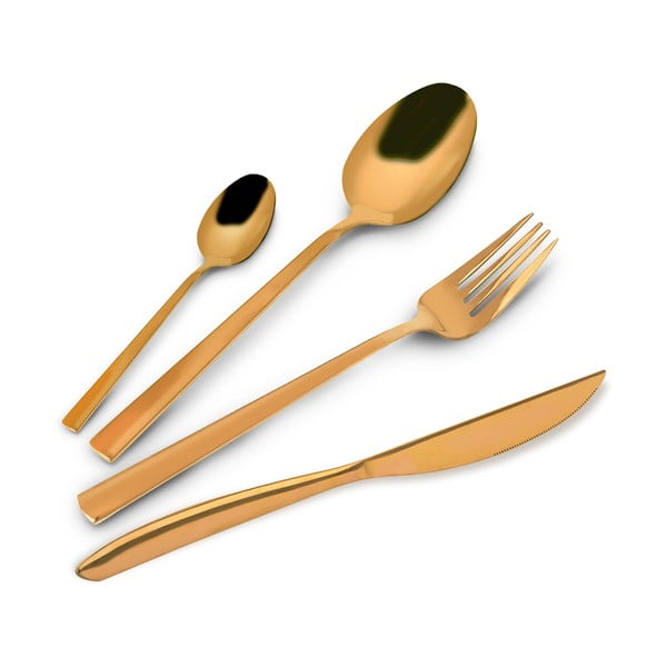 Zelta krāsas nerūsējošā tērauda galda piederumi (24 gab.) Gold – Orion-image-2