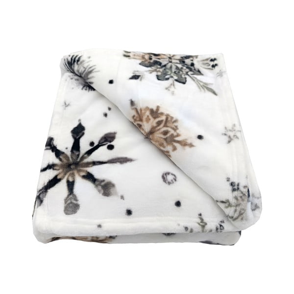 Balts mikroplīša pleds ar Ziemassvētku motīvu 150x200 cm Nord Flake – My House