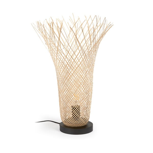 Dabīga toņa galda lampa ar bambusa abažūru (augstums 50 cm) Citalli – Kave Home