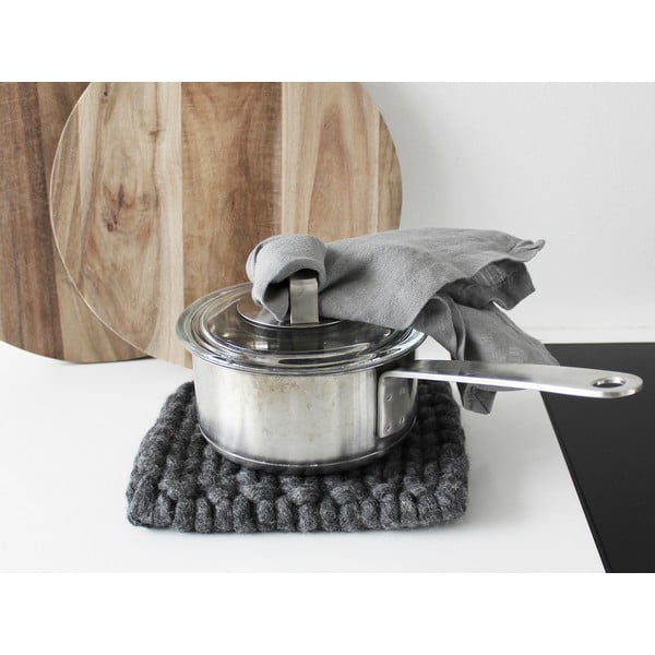 Antracīta pelēks adīts vilnas paliktnis Wooldot Braider Coaster, 20 x 20 cm-image-1