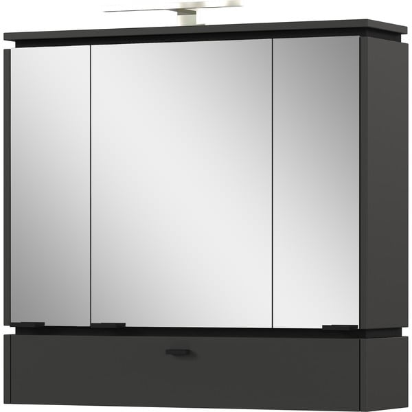 Antracīta pelēks vannas istabas skapītis ar spoguli un apgaismojumu 79x80 cm Modesto – Germania-image-1