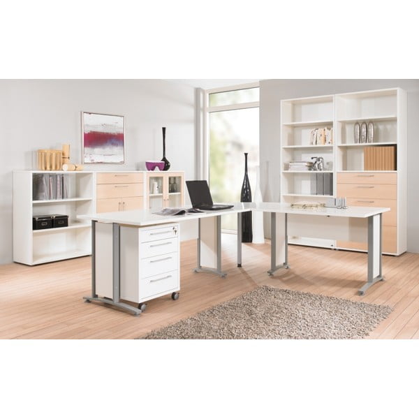 Balts/dabīga toņa modulārais grāmatu plaukts ar ozolkoka imitāciju 89x113 cm Prima – Tvilum-image-1