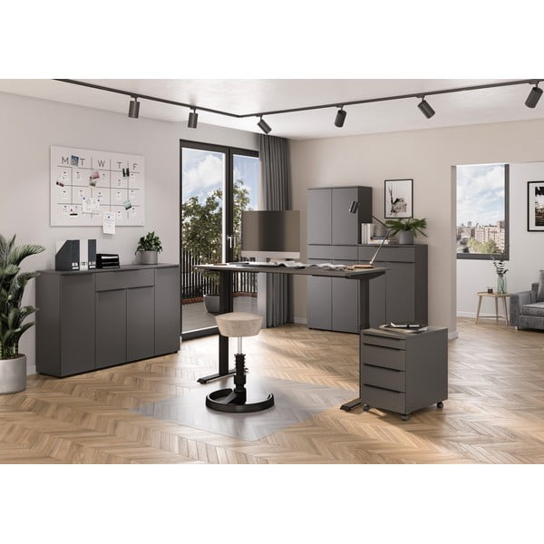 Antracīta pelēka augsta kumode 81x120 cm Mailand – Germania-image-4