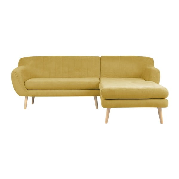 Dzeltens trīsvietīgs dīvāns ar labo stūri Mazzini Sofas Sardaigne