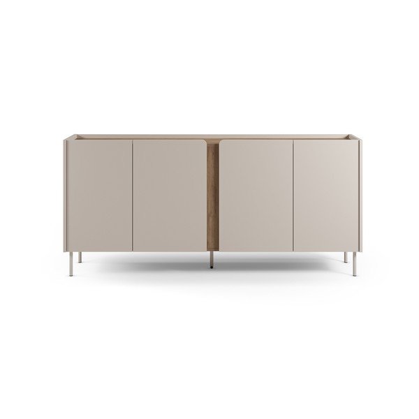 Krēmkrāsas/dabīga toņa kumode ar ozolkoka imitāciju 180x82x40 cm Lucile – Marckeric
