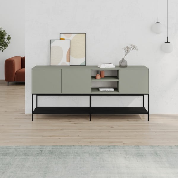 Zaļa/melna kumode 180x80x40 cm Amira – Marckeric-image-1