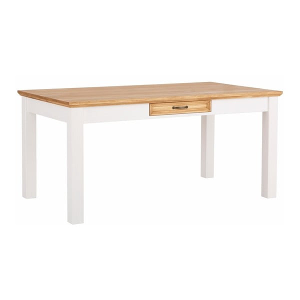 Balts priedes masīvkoka pusdienu galds ar atvilktni Støraa Suzie