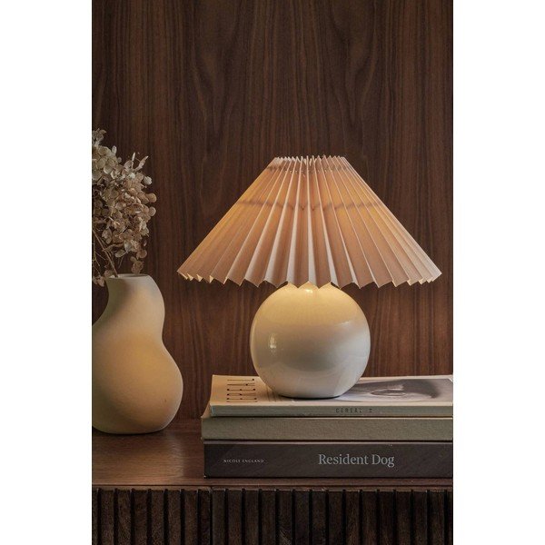 Bēša/krēmkrāsas tekstila galda lampa (augstums 22 cm) Mimmi – Ellos Home-image-1