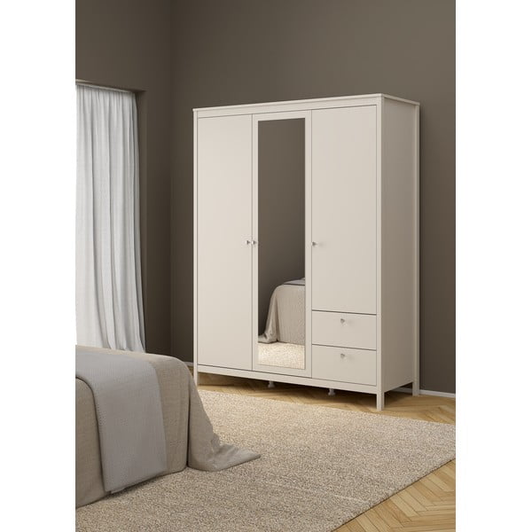 Pelēkbēšs drēbju skapis ar spoguli 150x199x58 cm Madrid – Tvilum-image-1