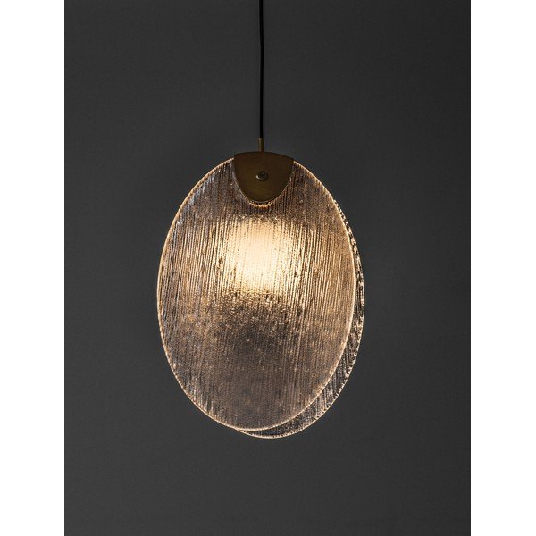 Misiņa krāsas tērauda LED piekaramā lampa ar stikla abažūru Shelina – Nova Luce-image-2