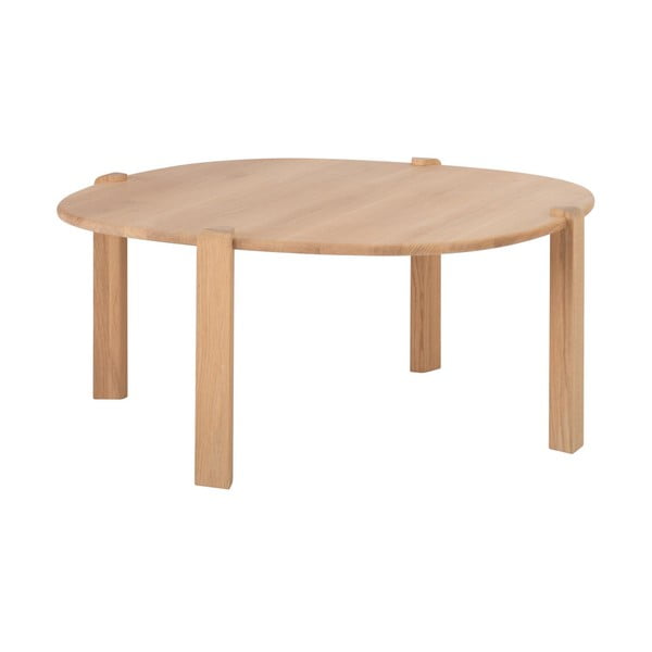 Dabīga toņa ozola masīvkoka apaļš žurnālgaldiņš ø 100 cm Kulin – Gazzda