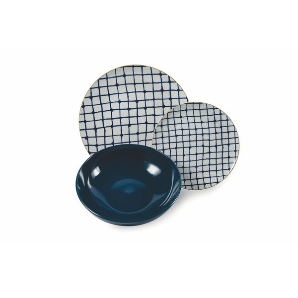 18 daļīgs porcelāna un keramikas šķīvju komplekts VDE Tivoli 1996 Blue Masai-image-3