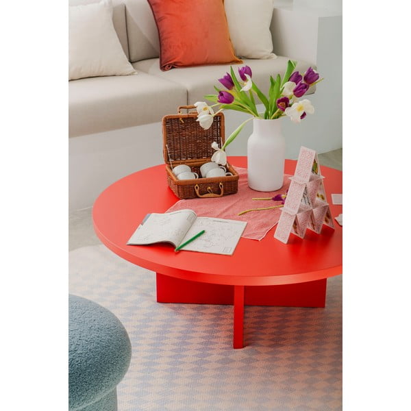 Sarkans apaļš žurnālgaldiņš ø 100 cm Pausa – Really Nice Things-image-1