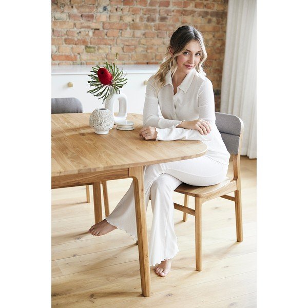 Dabīga toņa ozola masīvkoka ēdamgalds 90x200 cm Twig – The Beds-image-1