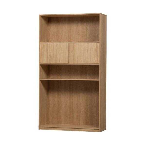 Dabīga toņa modulārais grāmatu plaukts ar ozolkoka imitāciju 110x199 cm Modulair – vtwonen
