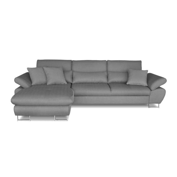 Pelēka stūra dīvāns-guļamā gulta Windsor & Co. Dīvāni Pi, kreisais stūris